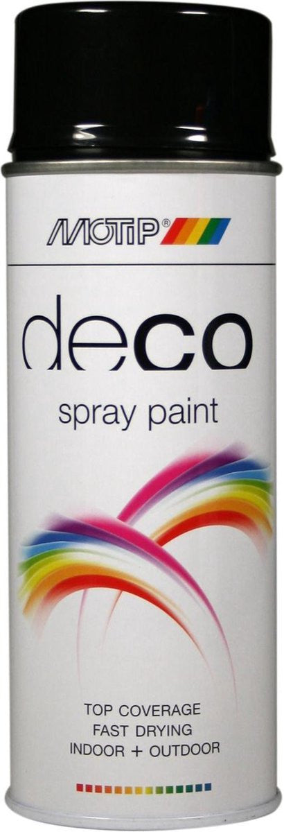 Bombe de peinture - Noir brillant Ral 9005 - Motip Déco