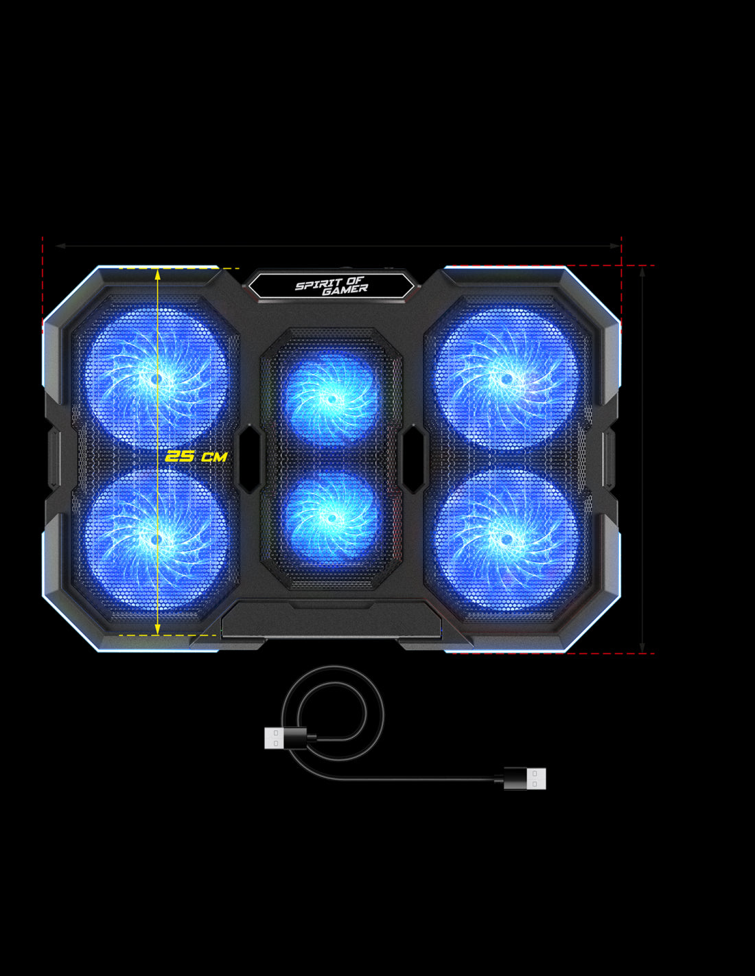 Refroidisseur - Pour ordinateur portable - Compatible de 10 à 17 pouces - Rétroéclairé - Spirit of Gamer - AIRBLADE 700