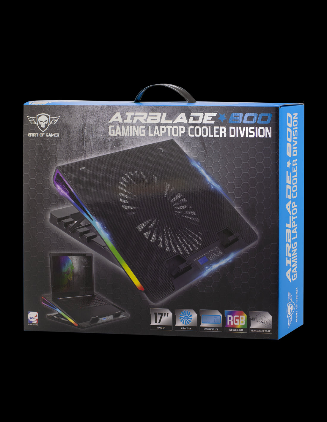 Refroidisseur - Pour ordinateur portable - Compatible de 10 à 17 pouces - Rétroéclairé - Spirit of Gamer - AIRBLADE 800