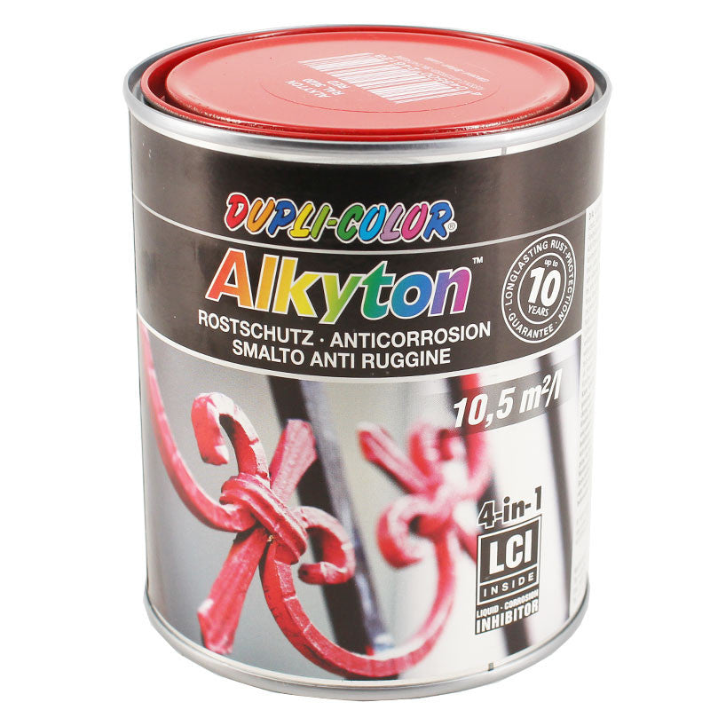 Pot de peinture anticorrosion - Rouge - RAL 3020 - Alkyton - Duplicolor - 750 ml