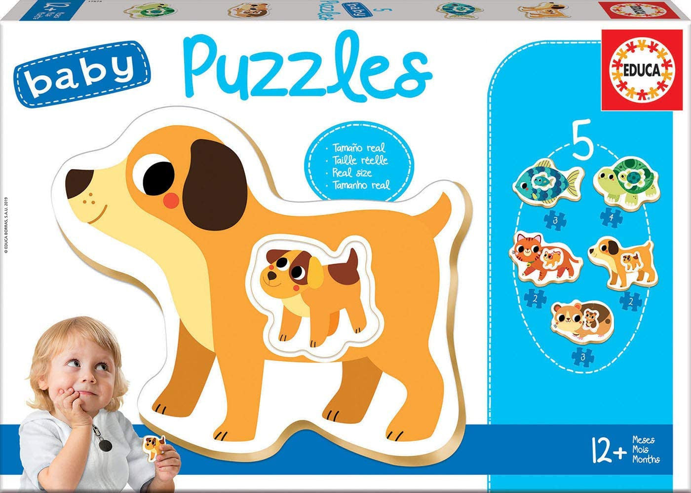 Puzzle - Animaux - Chien chat poisson - Enfant dès 1 an - 5 modèles - Educa