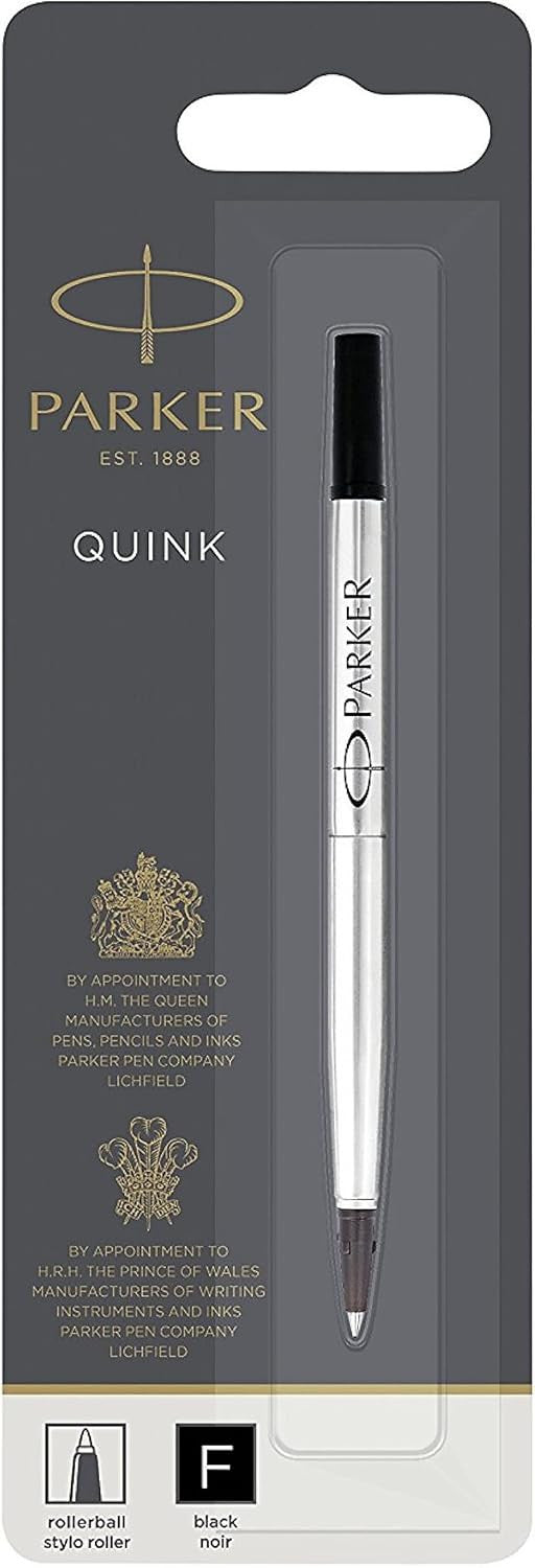 Recharge pour stylo roller - Encre noire - Pointe moyenne 0,7mm - Parker Quink