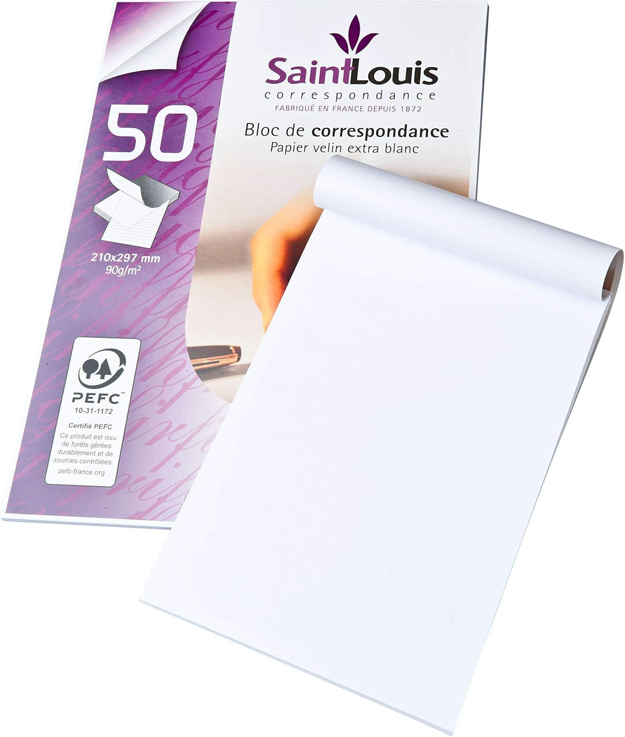 Bloc de correspondance - Papier à lettres - A4 - Blanc - 50 feuilles - Courrier - GPV