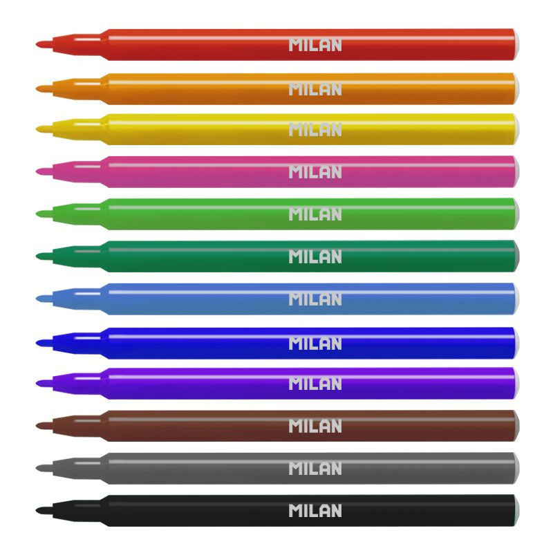 Pochette de 12 feutres de coloriage pointe fine Milan