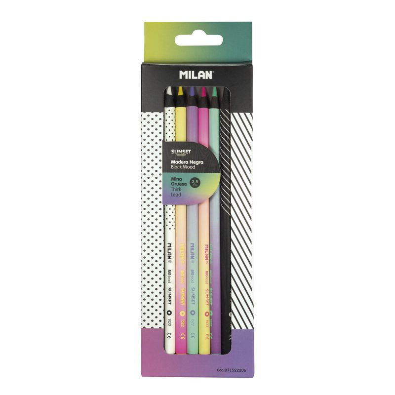 Pochette de 6 crayons de couleur Milan couleurs pastels