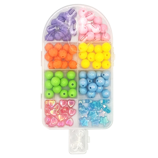 Perles - Assortiments couleurs et formes - Acrylique - Fil inclus - 40g - Bijoux