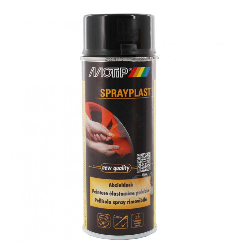 Bombe de peinture pelable - Sprayplast - noir brillant - Motip