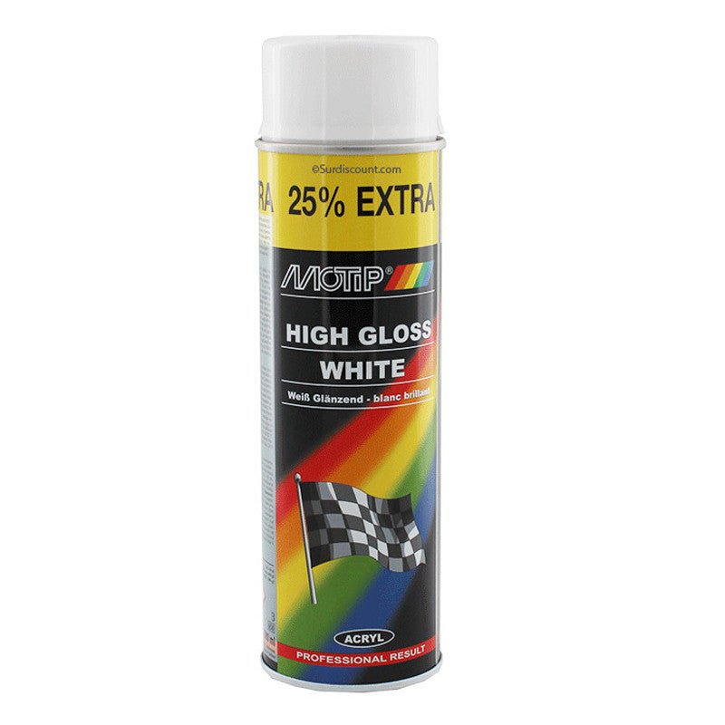 Bombe de peinture voiture - blanc brillant - Motip