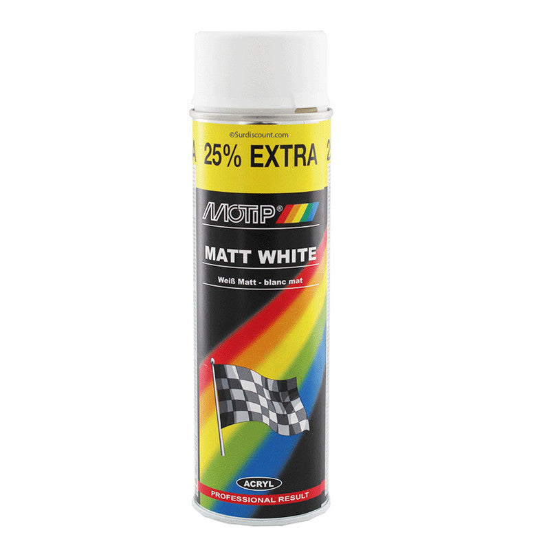Bombe de peinture voiture - blanc mat - Motip
