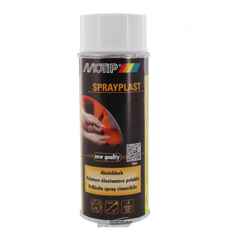 Bombe de peinture pelable - Sprayplast - blanc brillant - Motip