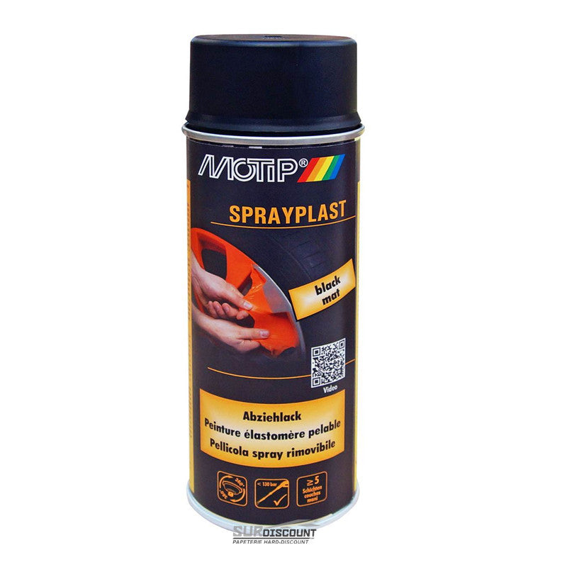Bombe de peinture pelable - Sprayplast - noir mat - Motip