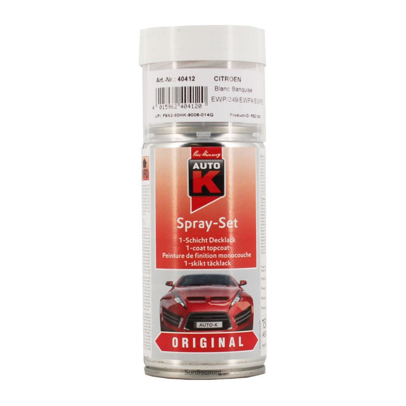Bombe de peinture pour carrosserie - Citroën - 249 Blanc banquise - 150ml - Auto K