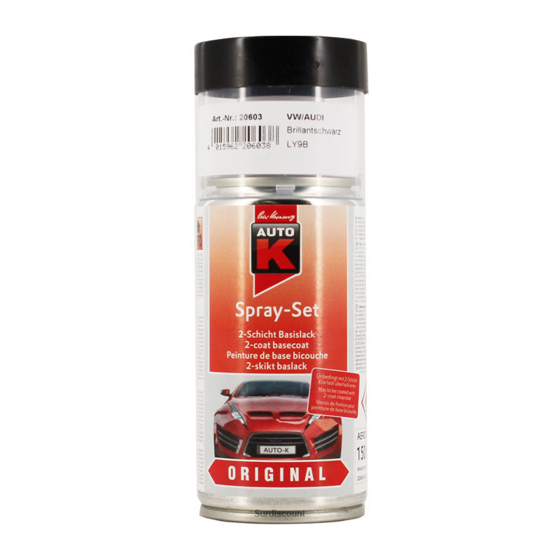 Bombe de peinture pour carrosserie - Audi - Volkswagen - 1999 LY9B Brillantschwarz - 150ml