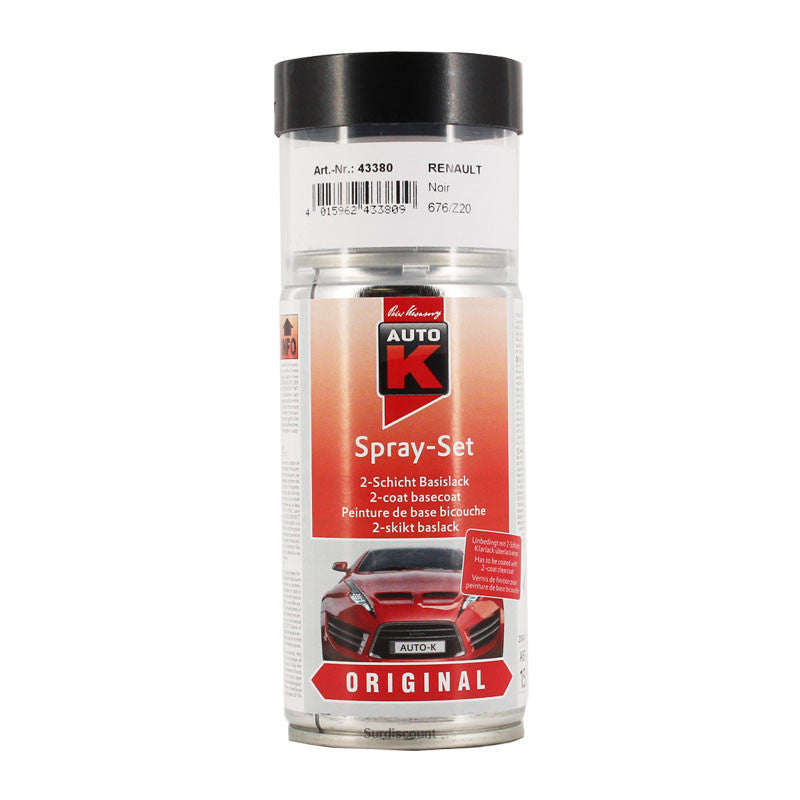 Bombe de peinture pour carrosserie - Renault - 676 Noir nacre - 150ml - Auto K