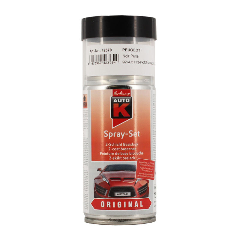 Bombe de peinture pour carrosserie - Peugeot - 9Z Noir perle - Auto K