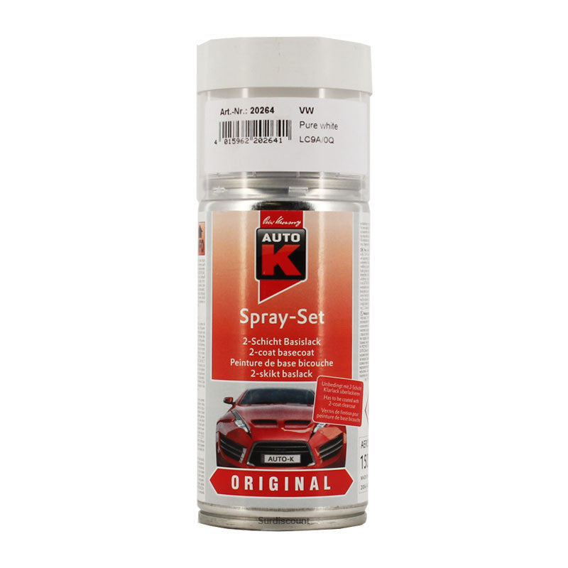 Bombe de peinture pour carrosserie - Volkswagen - LC9A 0Q Pure White - 150ml - Auto K