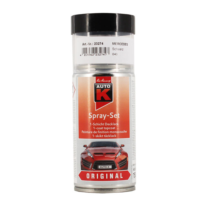 Bombe de peinture pour carrosserie - Mercedes - 040 Schwarz Noir - 150ml - Auto K