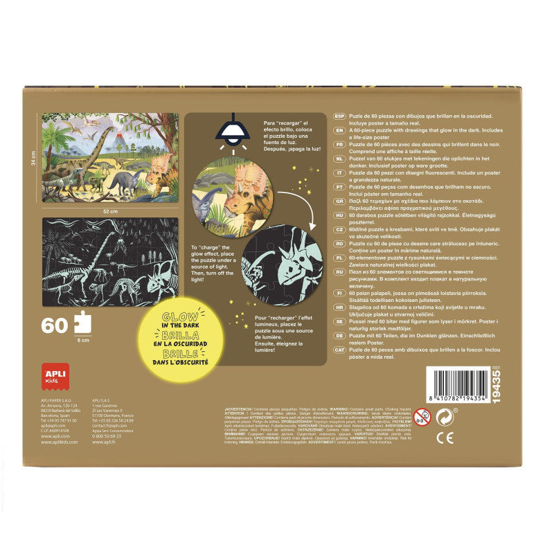 Puzzle - Enfant - 60 pièces - Les dinosaures - Apli Kids
