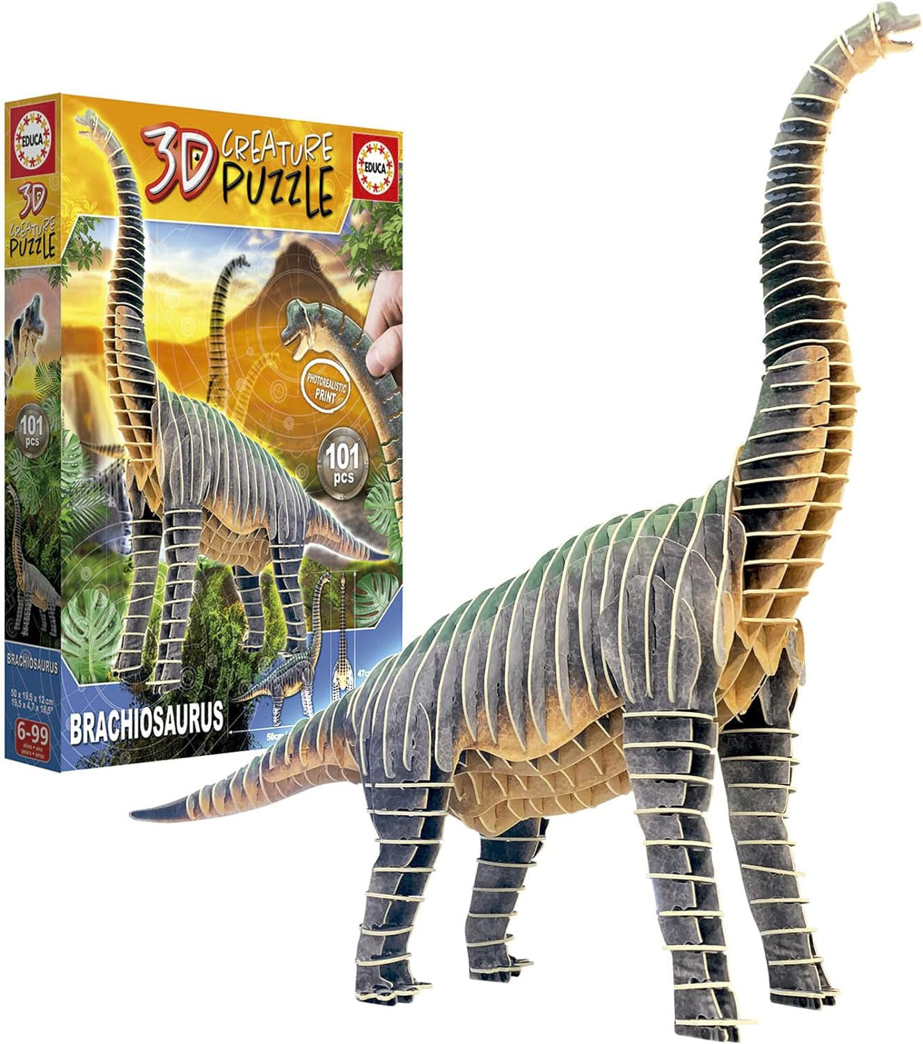 Puzzle - Dinosaure - 3D - Brachiosaurus - 50 x 47 cm - 101 pièces - Educa