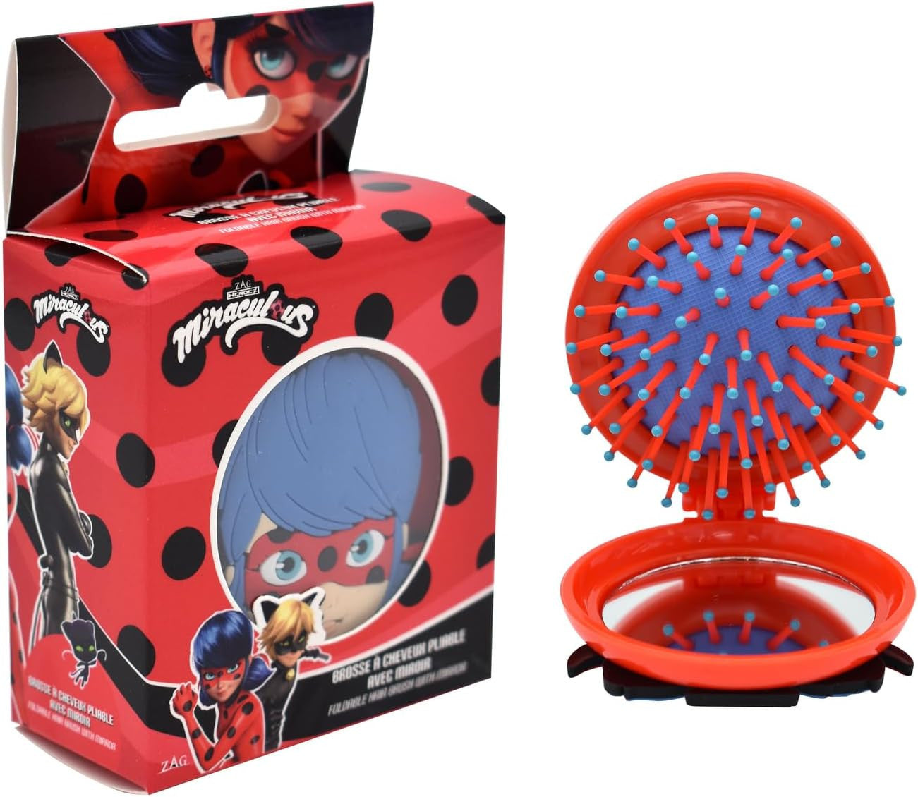 Petite brosse à cheveux - Miroir inclus - Enfant - Miraculous Ladybug