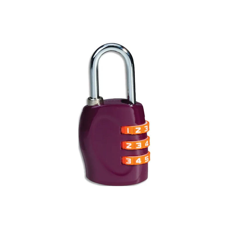 Petit cadenas à code - Combinaison 3 chiffres - Violet/orange - Pour casier, bagages