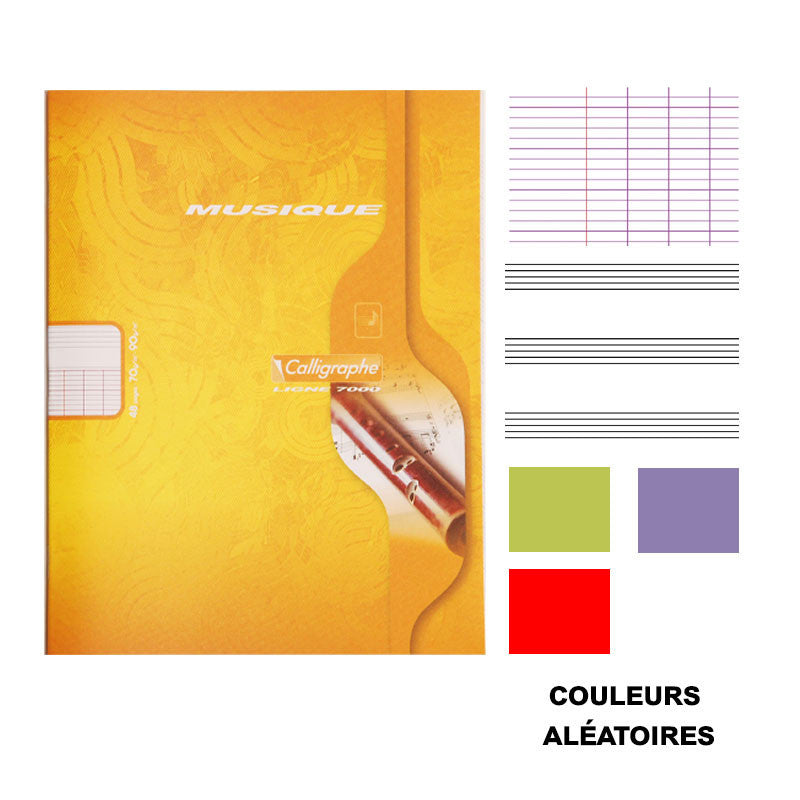 Cahier de musique - A4 (21x29,7cm) - Grands carreaux - 48 pages - couverture en carton - sans spirale - Clairefontaine