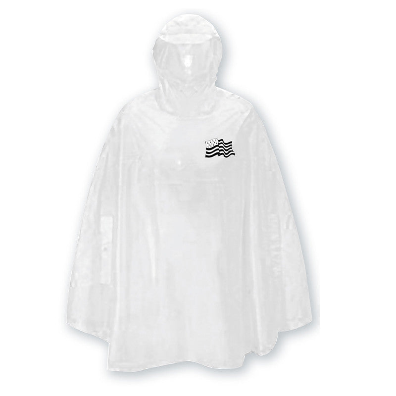 Poncho - Cape de pluie - Plastique - Transparent - Avec drapeau breton - Taille unique