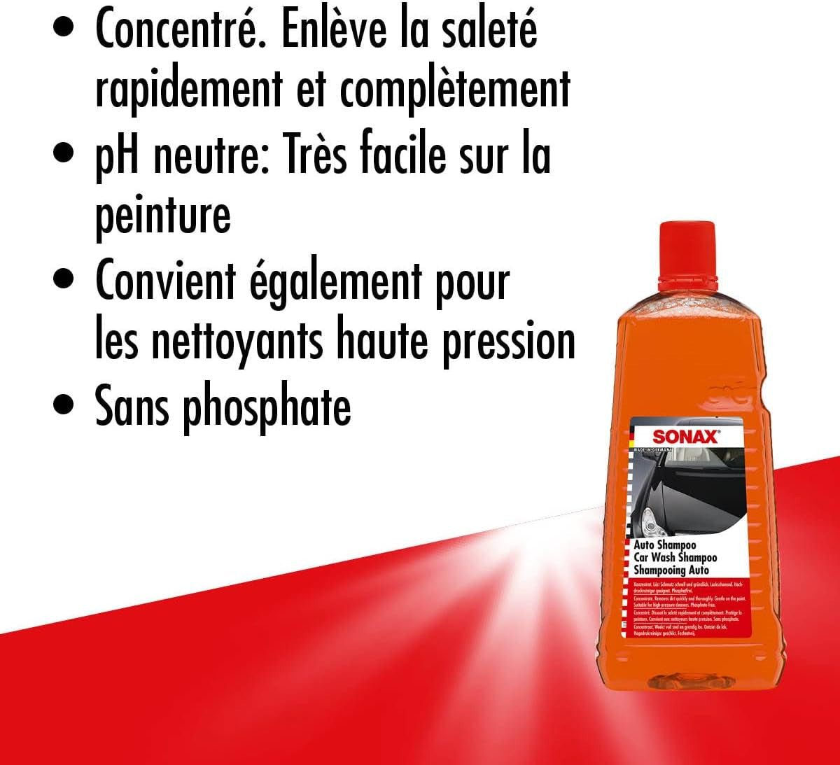 Shampooing - Carrosserie - Auto - Concentré - A diluer - SONAX - 2L