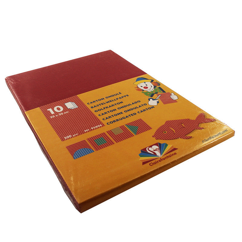 10 feuilles de carton ondulé - Rouge - A4 - Loisirs créatifs - Clairefontaine