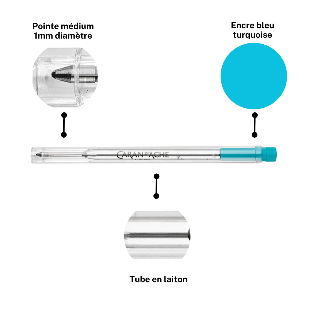 Recharge - Cartouche - Stylo à bille - GOLIATH - Caran d'Ache - Turquoise - Pointe M