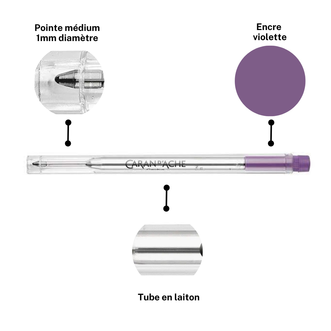 Recharge - Cartouche - Stylo à bille - GOLIATH - Caran d'Ache - Violet - Pointe M