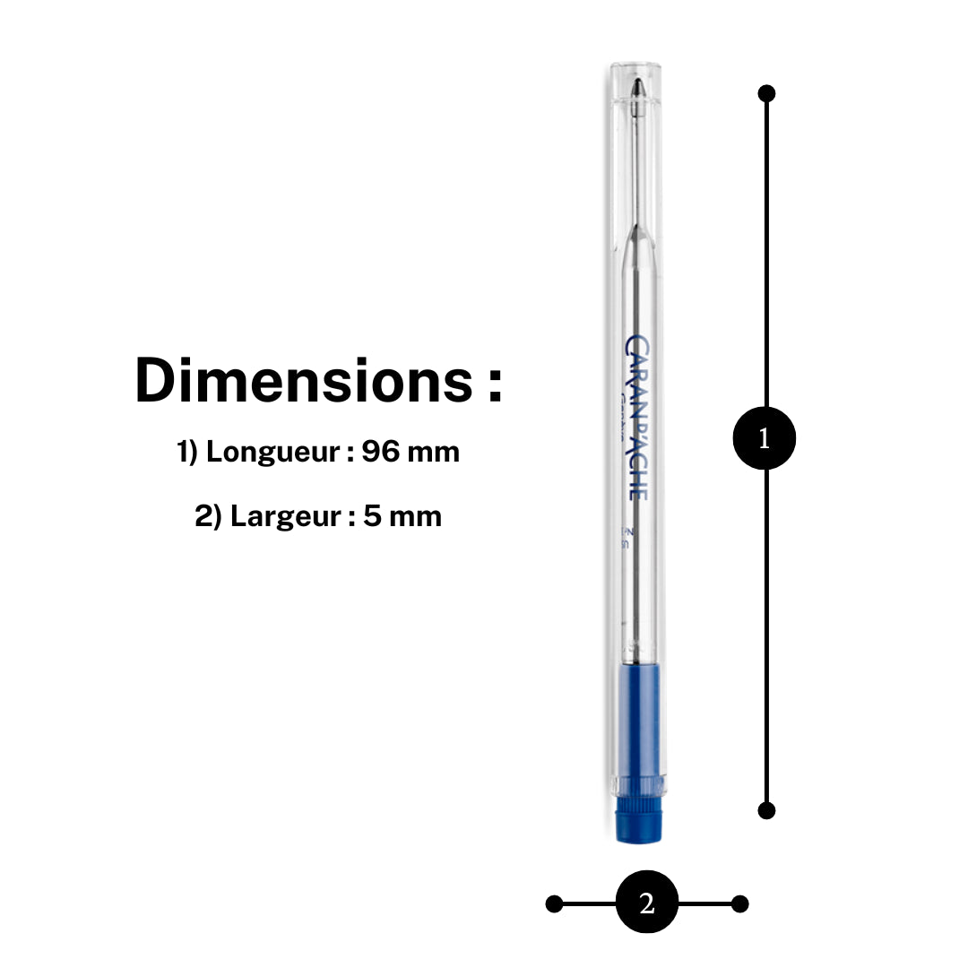 Recharge - Cartouche - Stylo à bille - GOLIATH - Caran d'Ache - Bleu - Pointe large
