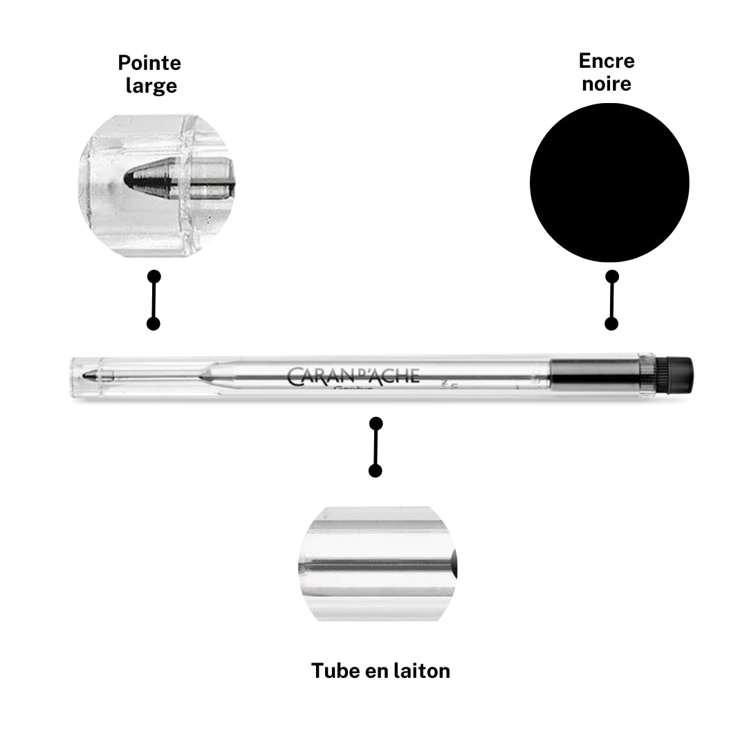 Recharge - Cartouche - Stylo à bille - GOLIATH - Caran d'Ache - Noir - Pointe large