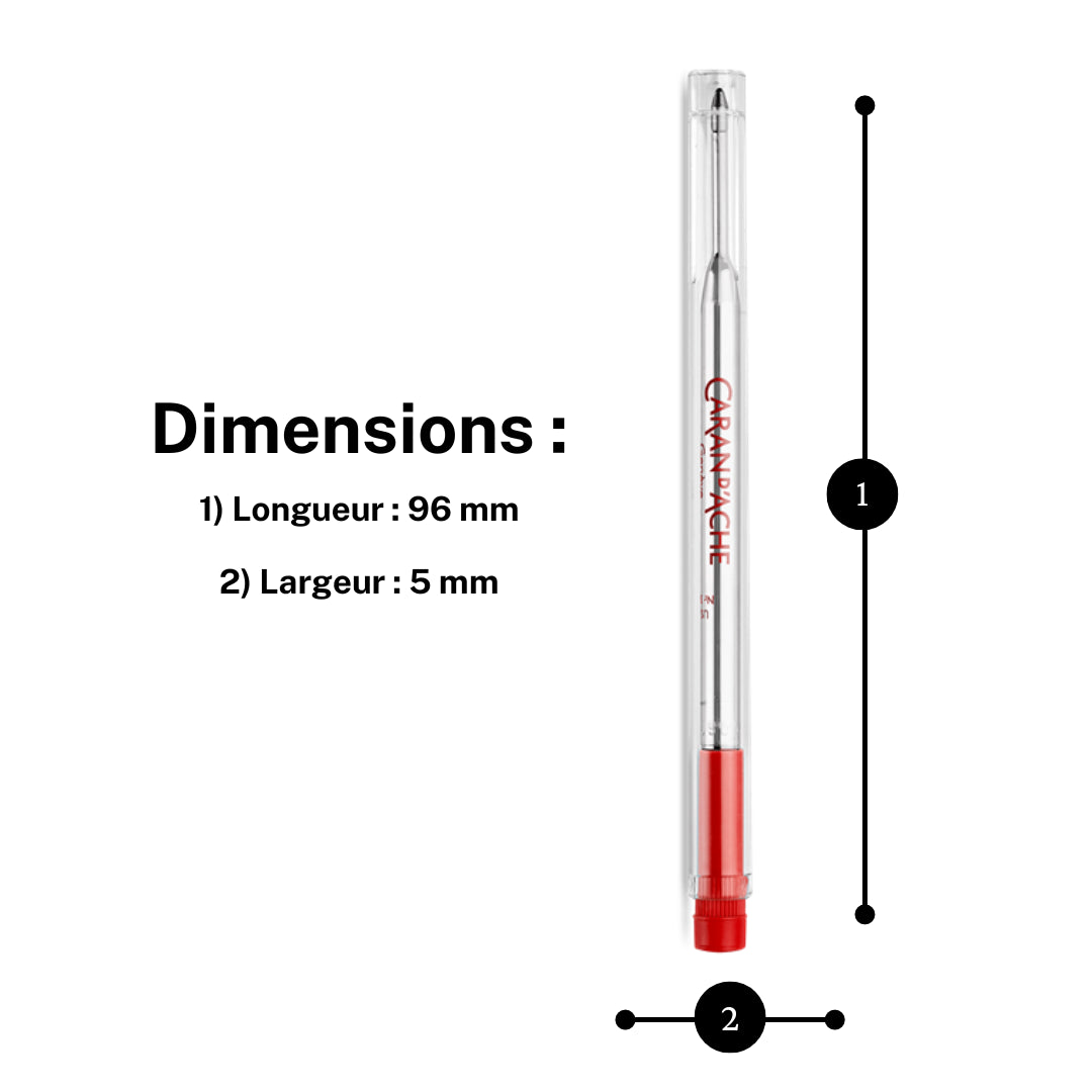 Recharge - Cartouche - Stylo à bille - GOLIATH - Caran d'Ache - Rouge - Pointe M