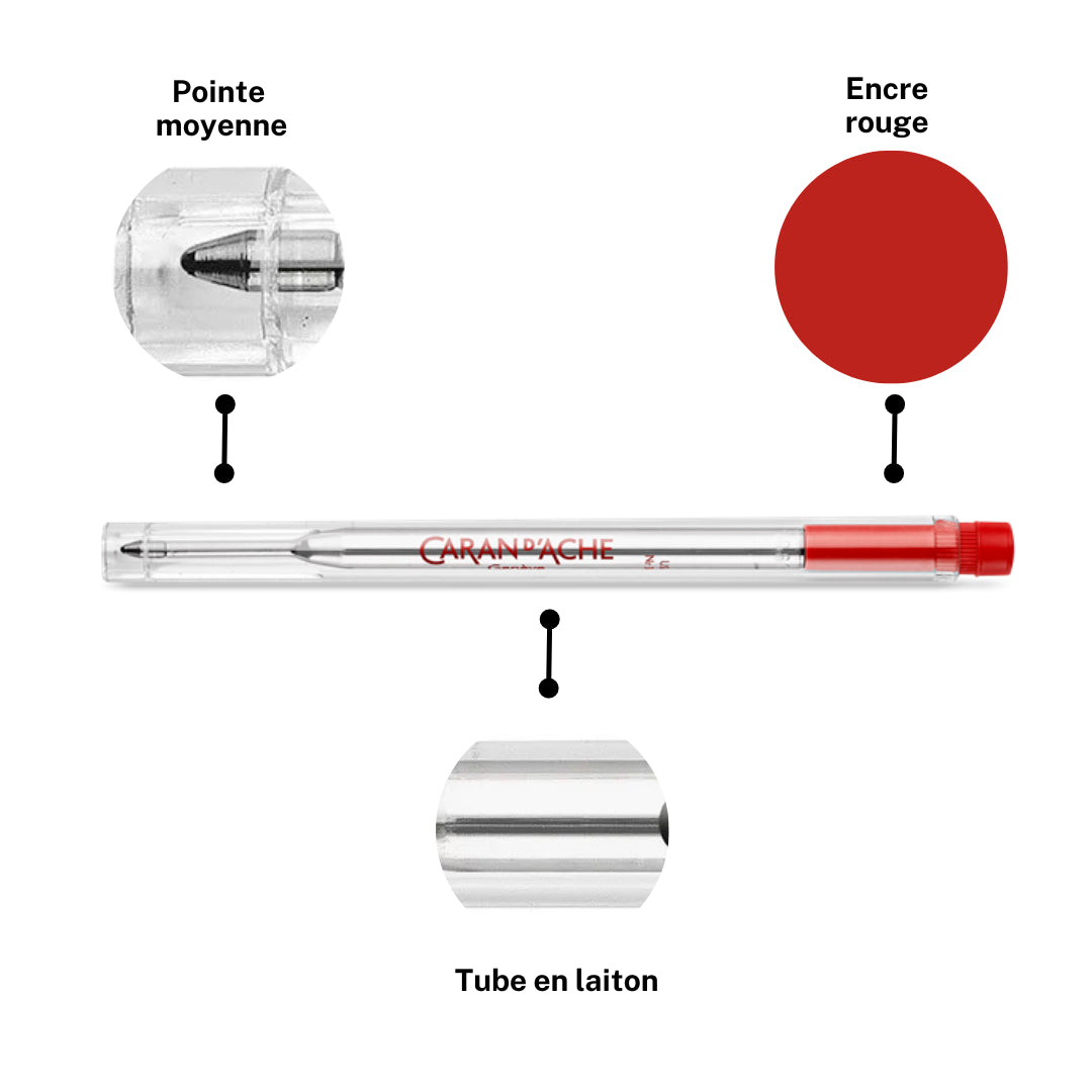 Recharge - Cartouche - Stylo à bille - GOLIATH - Caran d'Ache - Rouge - Pointe M