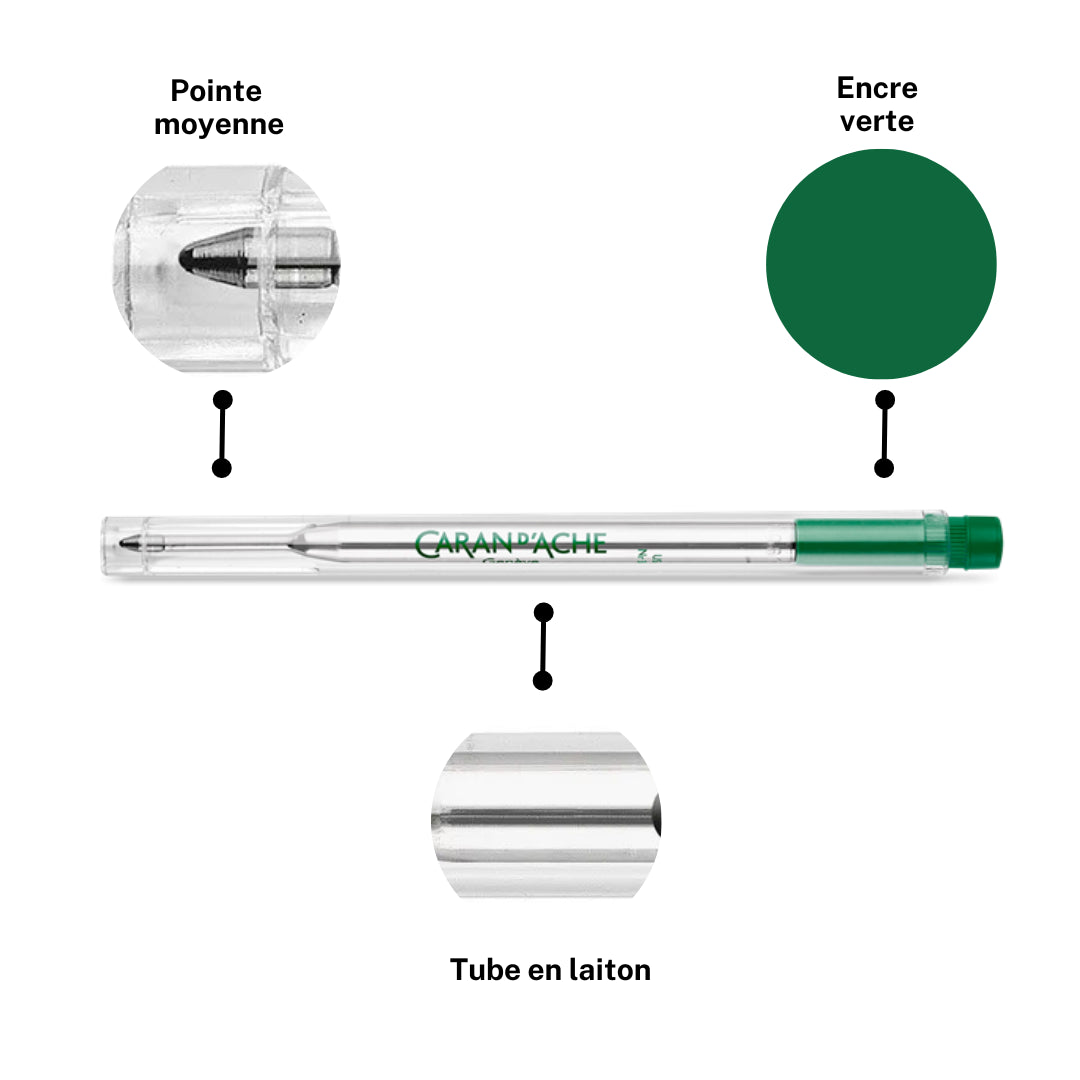 Recharge - Cartouche - Stylo à bille - GOLIATH - Caran d'Ache - Vert - Pointe M