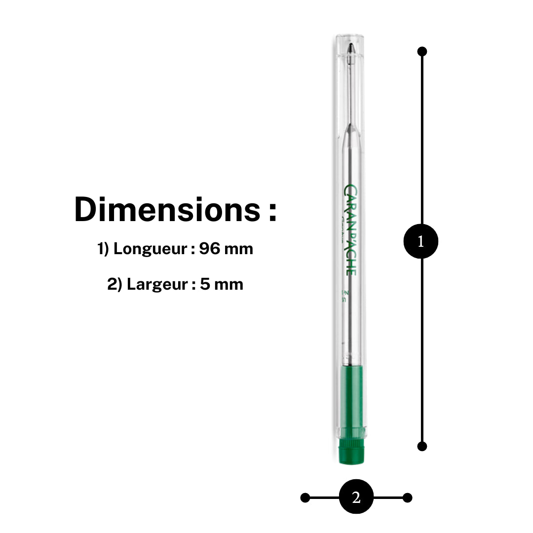 Recharge - Cartouche - Stylo à bille - GOLIATH - Caran d'Ache - Vert - Pointe M
