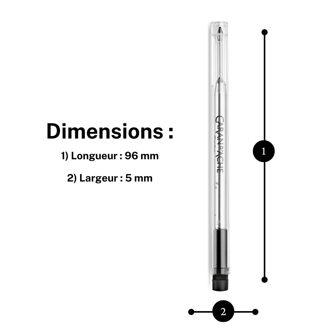 Recharge - Cartouche - Stylo à bille - GOLIATH - Caran d'Ache - Noir - Pointe M