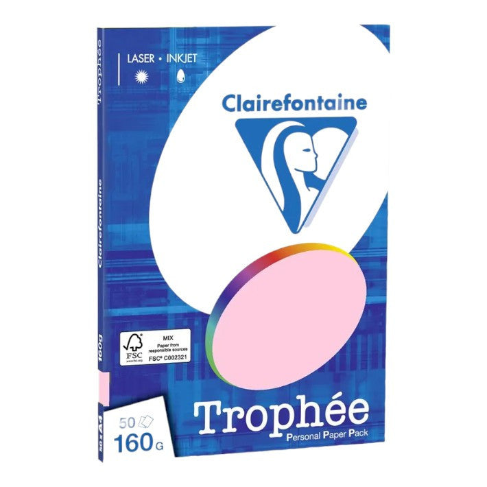 Ramette de papier - A4 - Rose pastel - 160g - Impression - 50 feuilles - Clairefontaine
