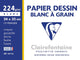 Pochette de 12 feuilles de papier à dessin Clairefontaine 24 x 32 cm 224g blanc