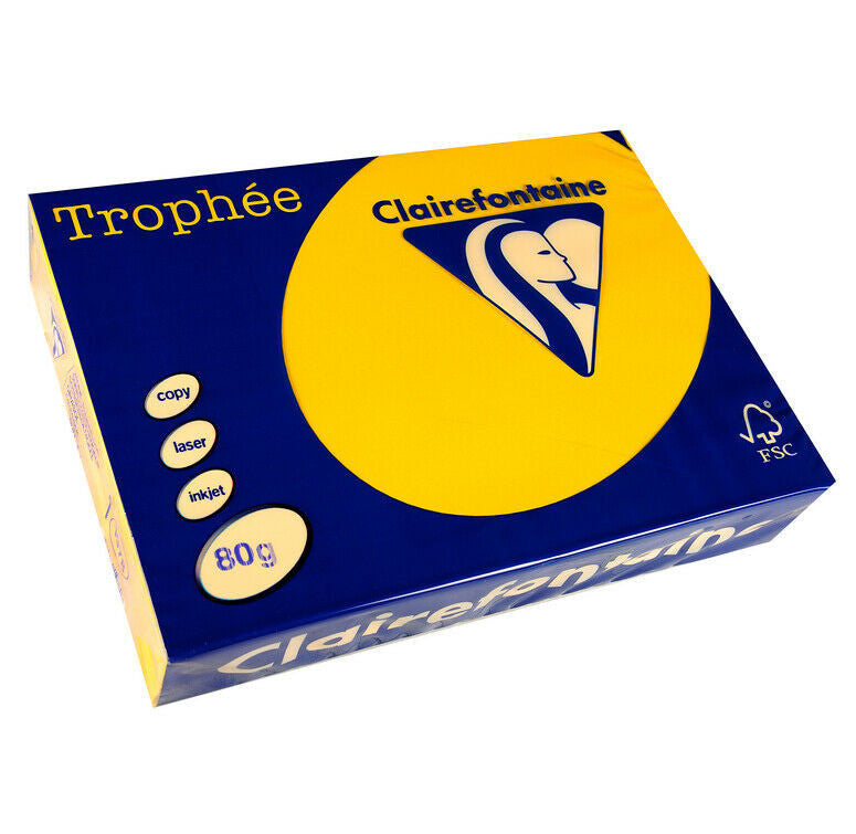 Ramette de papier - A4 - Jaune tournesol - 80g - 500 feuilles - Clairefontaine Trophée
