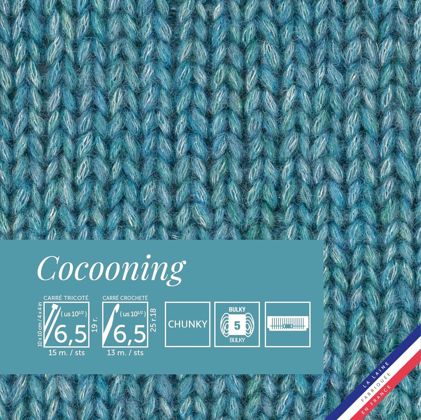 Pelote de laine - Turquoise - Polyester, laine, acrylique - Bergère de France - Cocooning