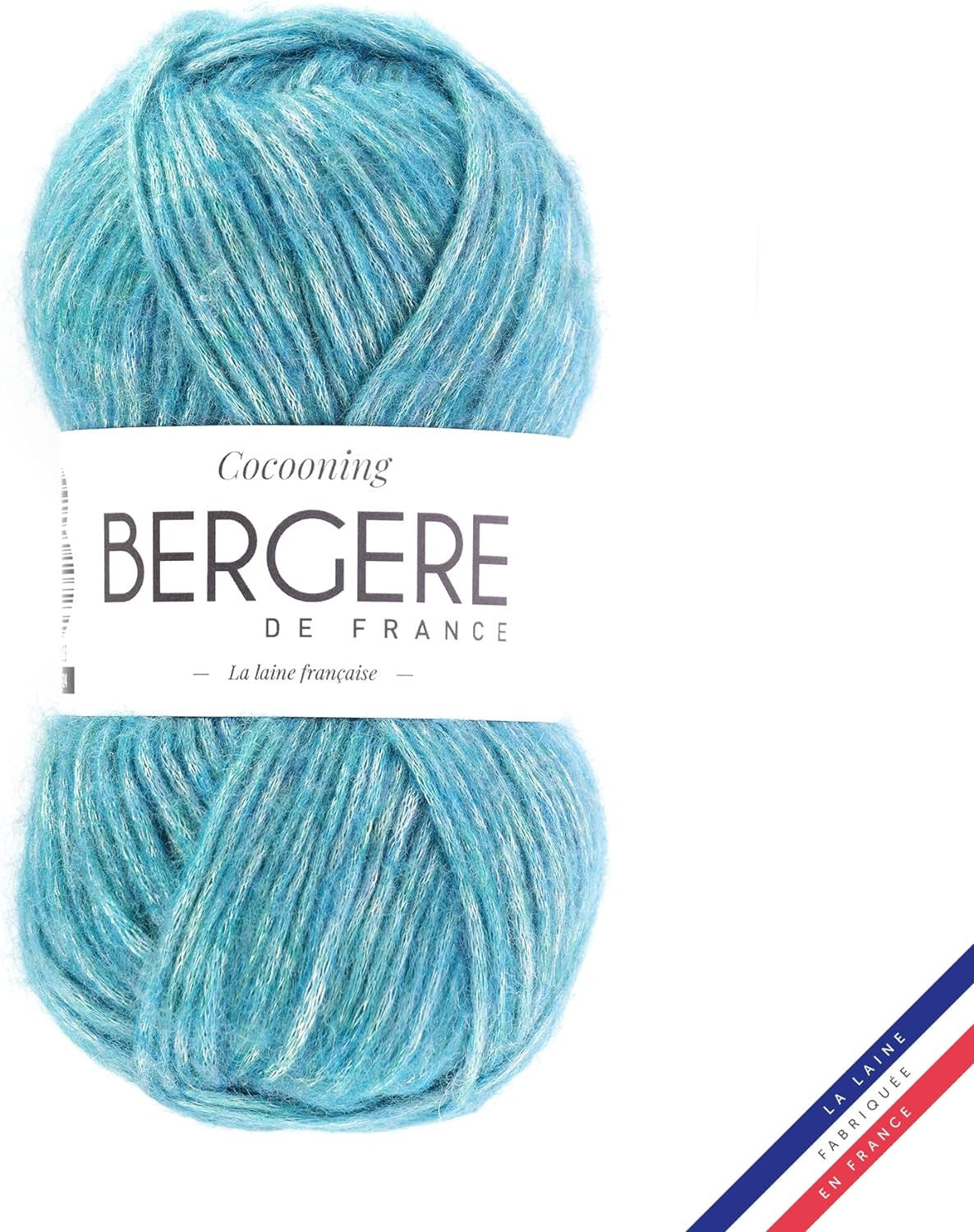 Pelote de laine - Turquoise - Polyester, laine, acrylique - Bergère de France - Cocooning