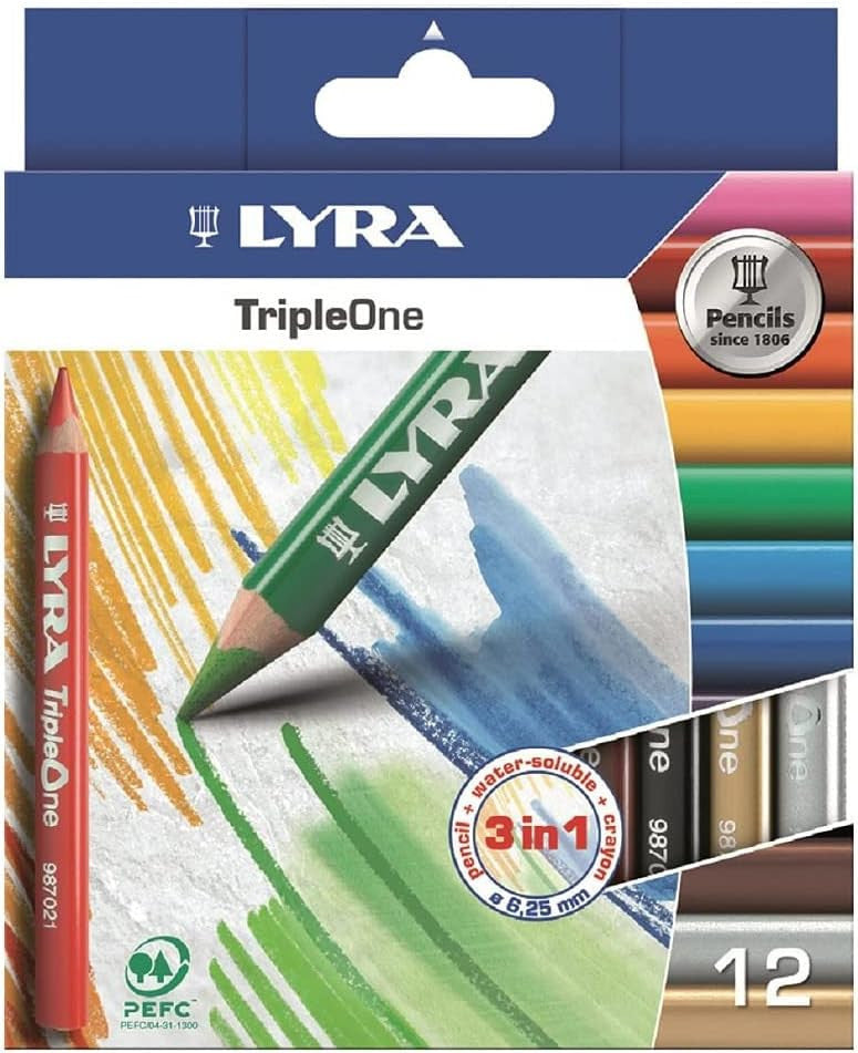 Petits crayons de couleur - Enfant - Coloriage - 12 couleurs - Lyra - TripleOne