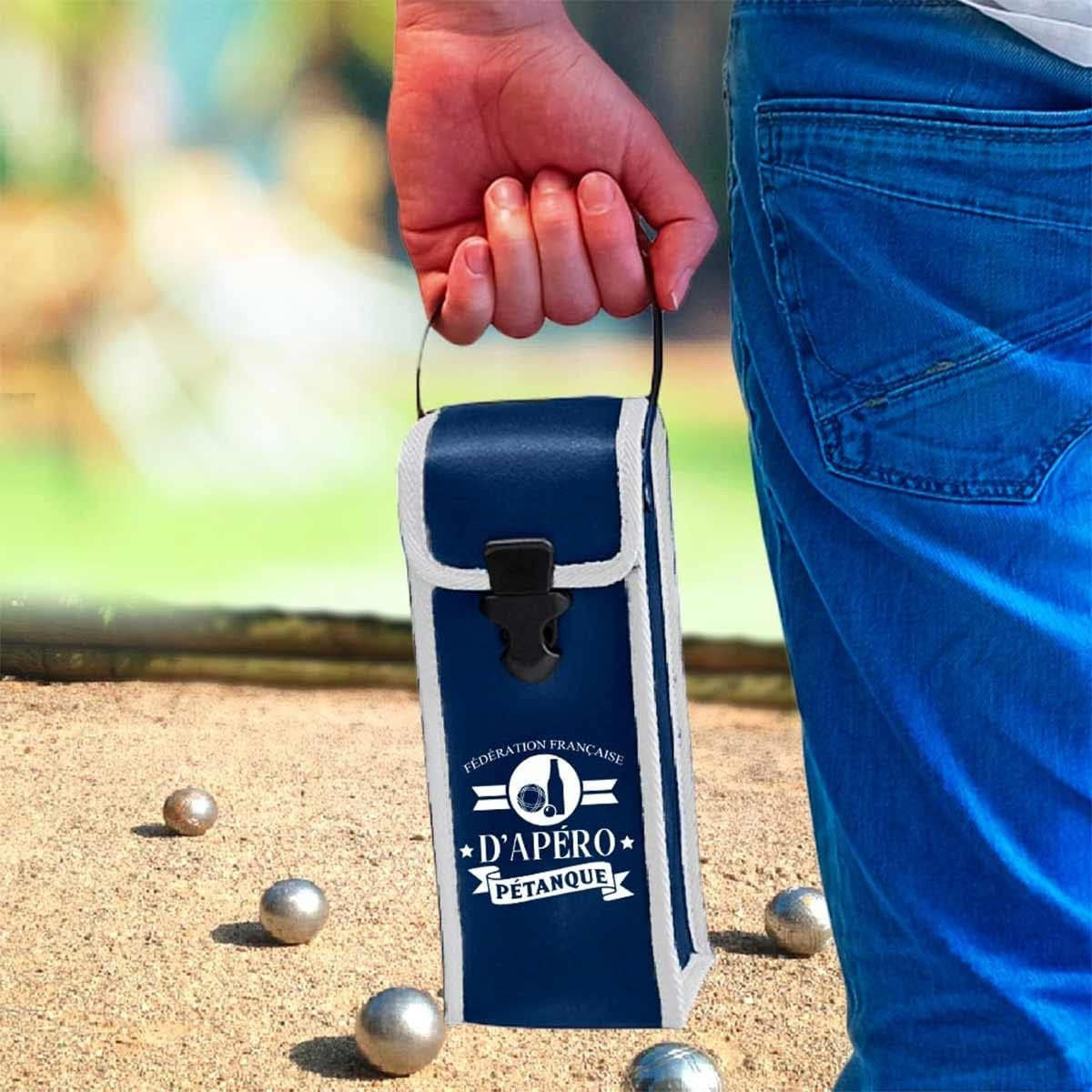 Pochette pour triplette de pétanque - Bleu - Apéro pétanque - Idée cadeau - Fête des pères