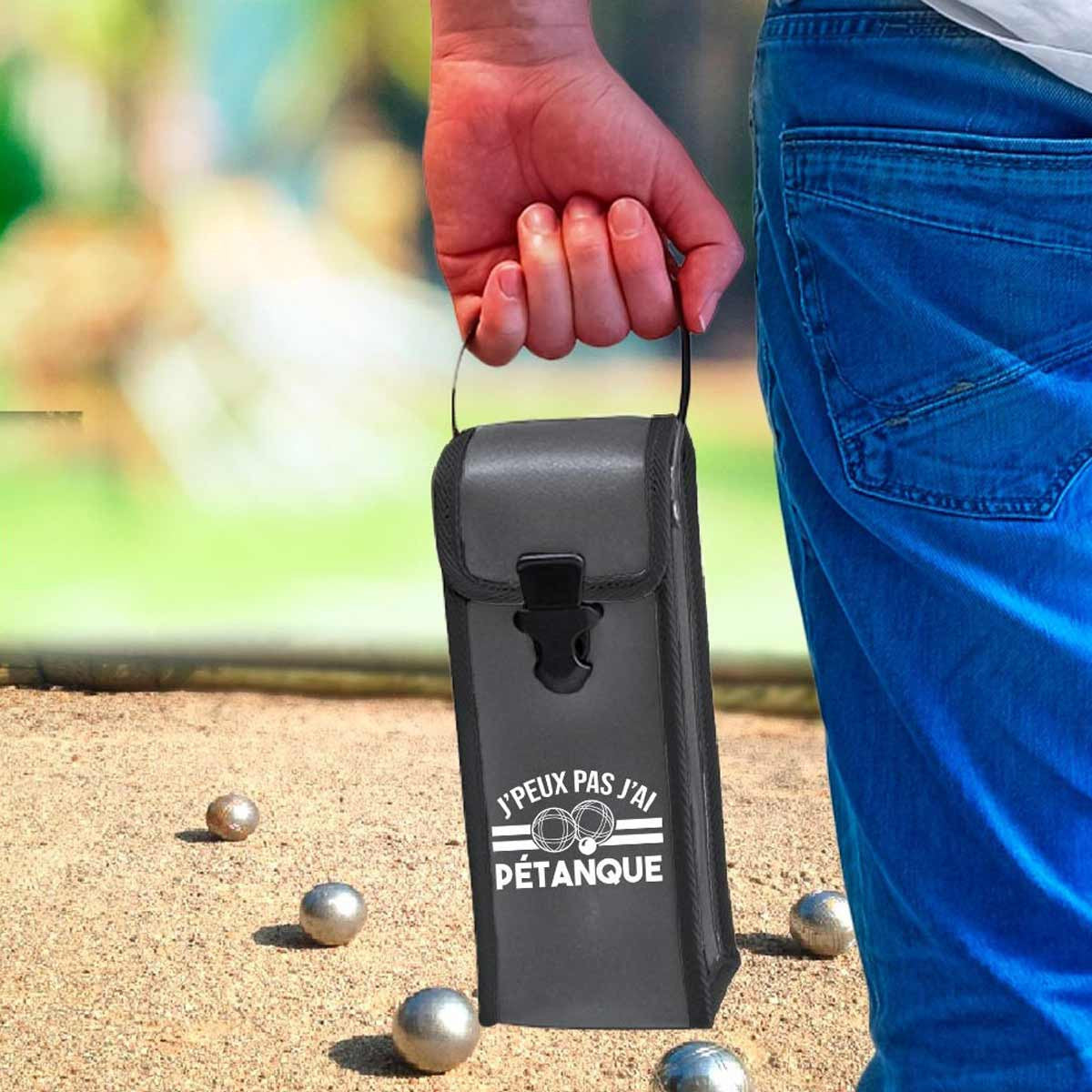 Pochette pour triplette de pétanque - J'peux pas j'ai pétanque - Idée cadeau - Fête des pères