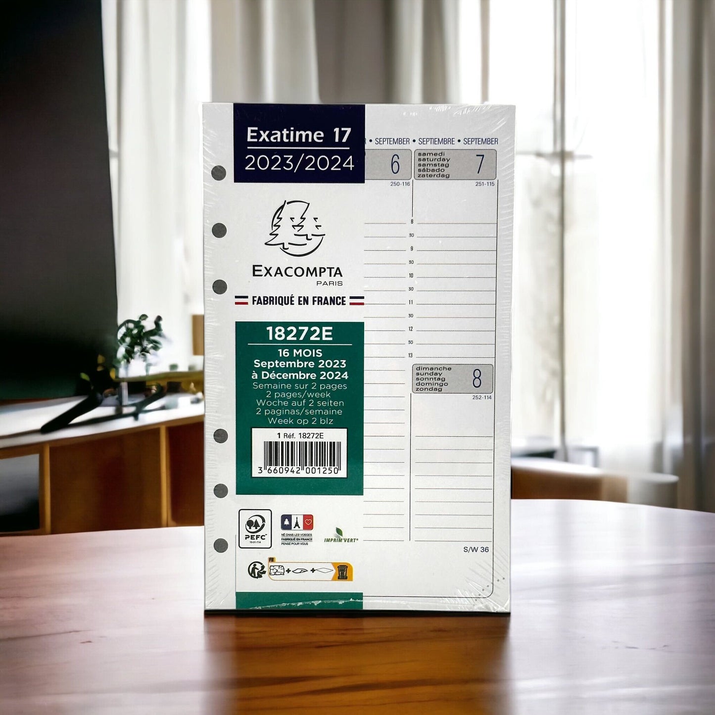 Recharge pour agenda - Exatime 17 - 2024/2025 - 18272E - Septembre à décembre