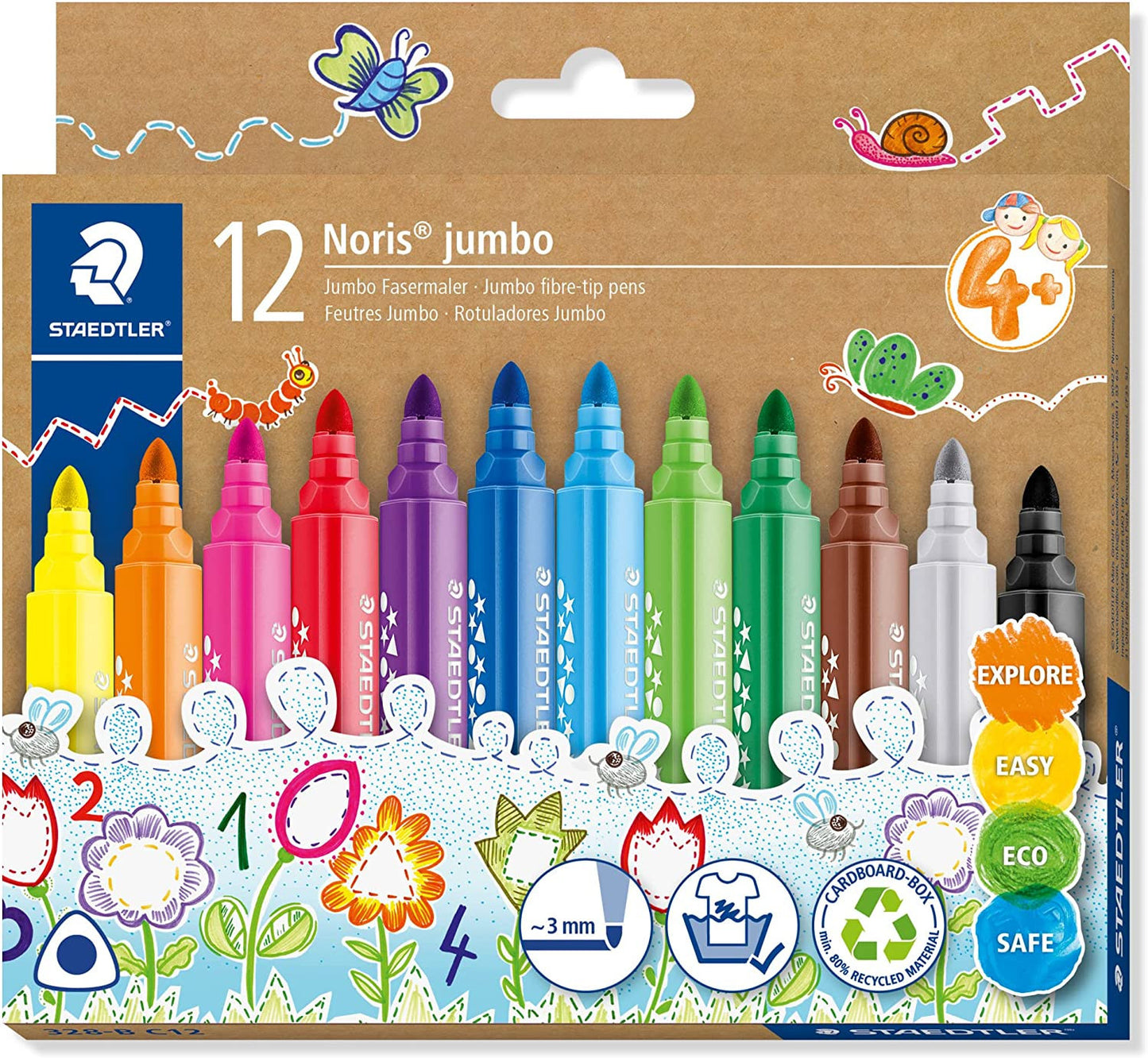 10 feutres de coloriage - Pointe large - Enfants - Noris Jumbo 328 - Staedtler