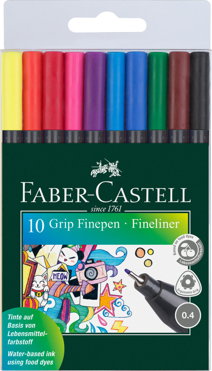 Pochette 10 feutres Grip Finepen Faber-Castell