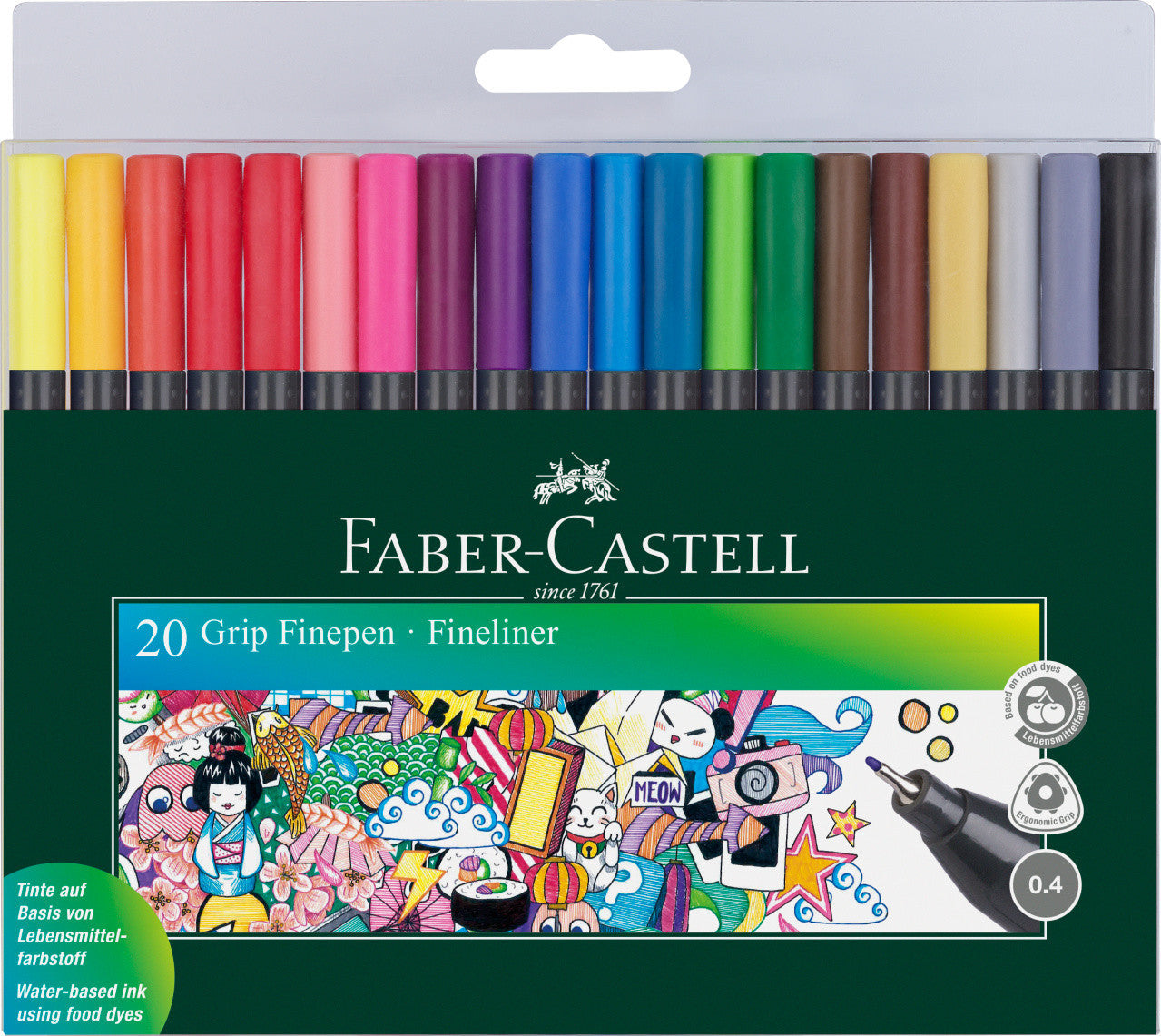 Pochette 20 feutres Grip Finepen Faber-Castell